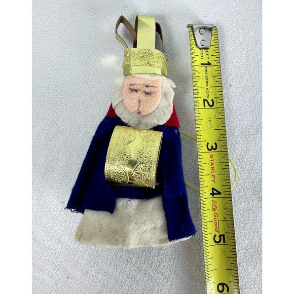 Nativity Wiseman Vintage Mid-Century Japan Felt & Gold Foil Cardboard Ornament - Picture 7 of 7